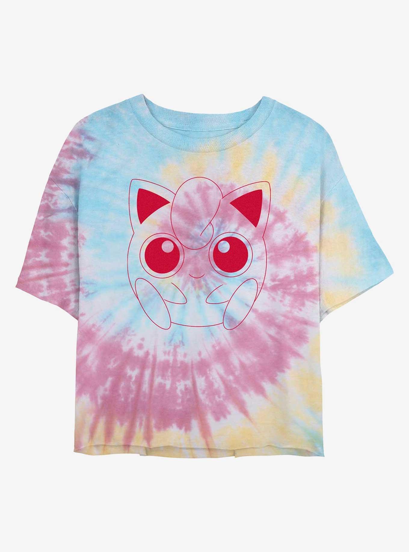 Pokemon Jigglypuff Outline Tie-Dye Girls Crop T-Shirt, , hi-res