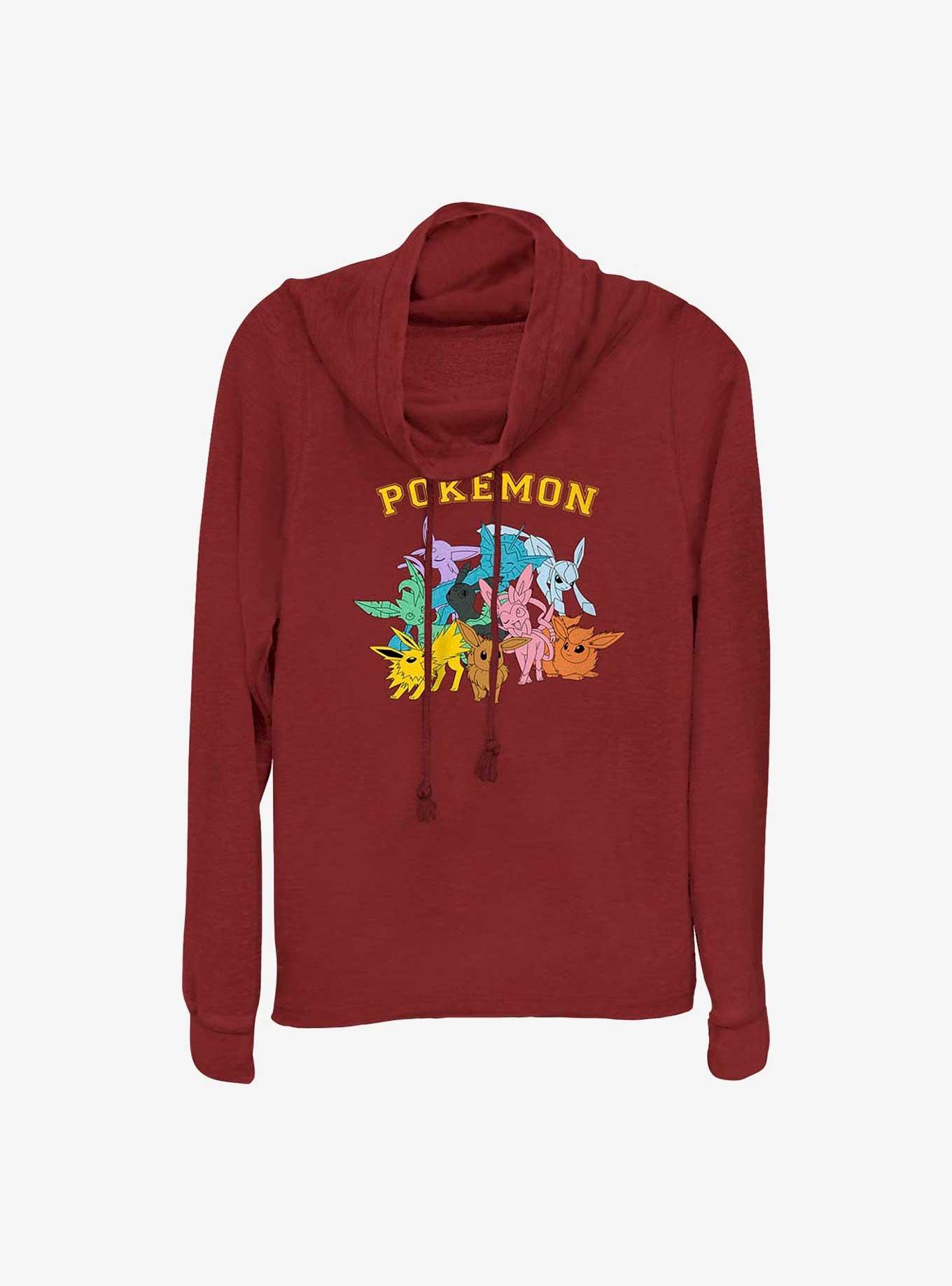 Pokemon Gotta Catch Eeveelutions Cowl Neck Long-Sleeve Top, SCARLET, hi-res
