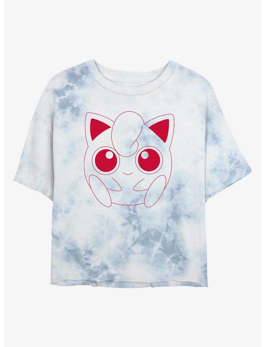 Pokemon Jigglypuff Outline Tie-Dye Girls Crop T-Shirt, WHITEBLUE, hi-res