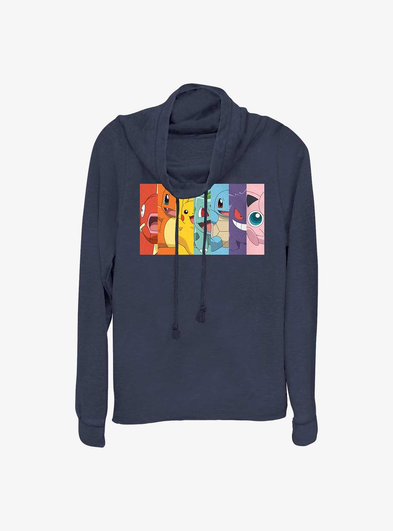 Pokemon Rainbow Faces Cowl Neck Long-Sleeve Top, , hi-res