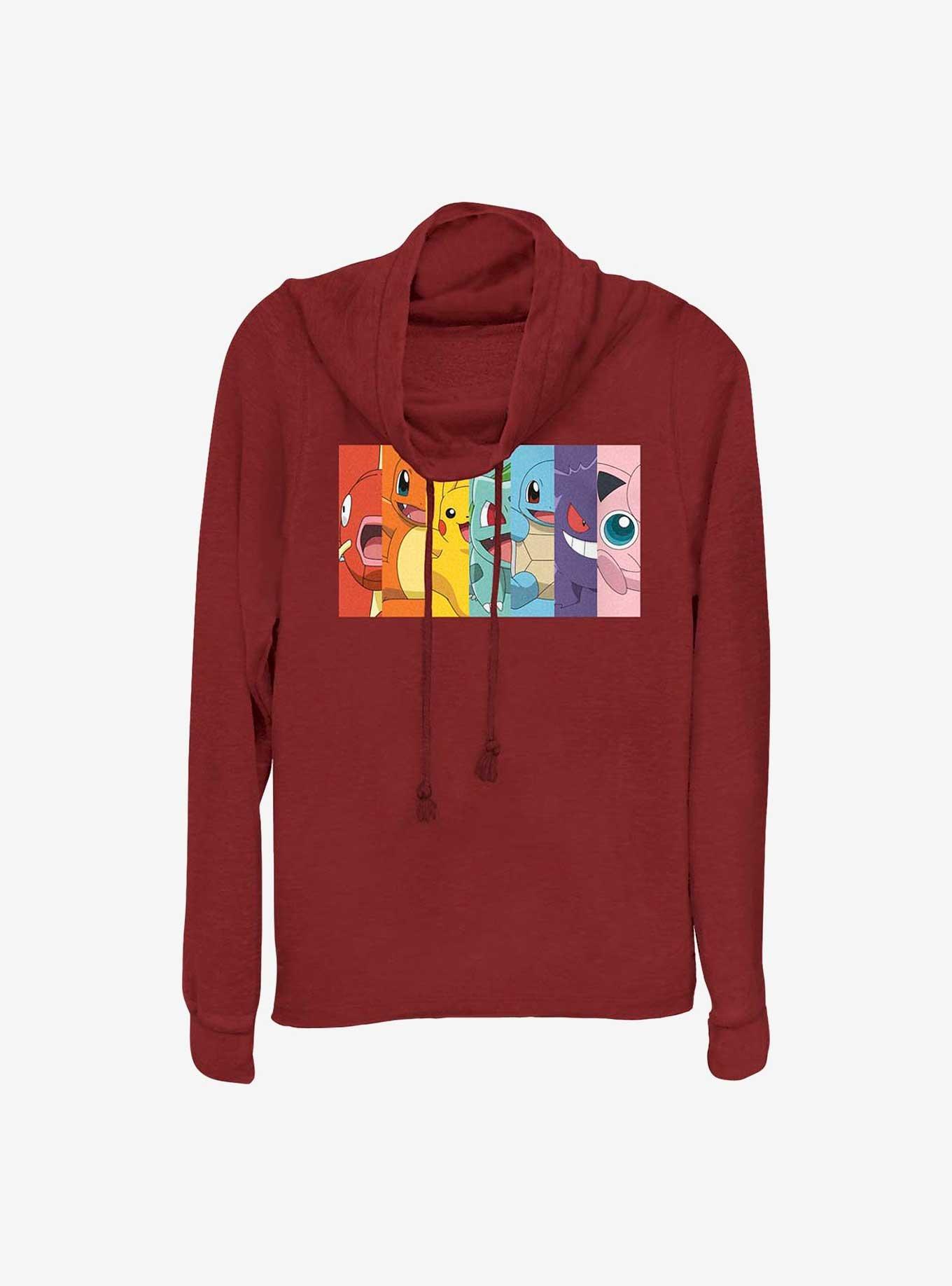 Pokemon Rainbow Faces Cowl Neck Long-Sleeve Top, , hi-res
