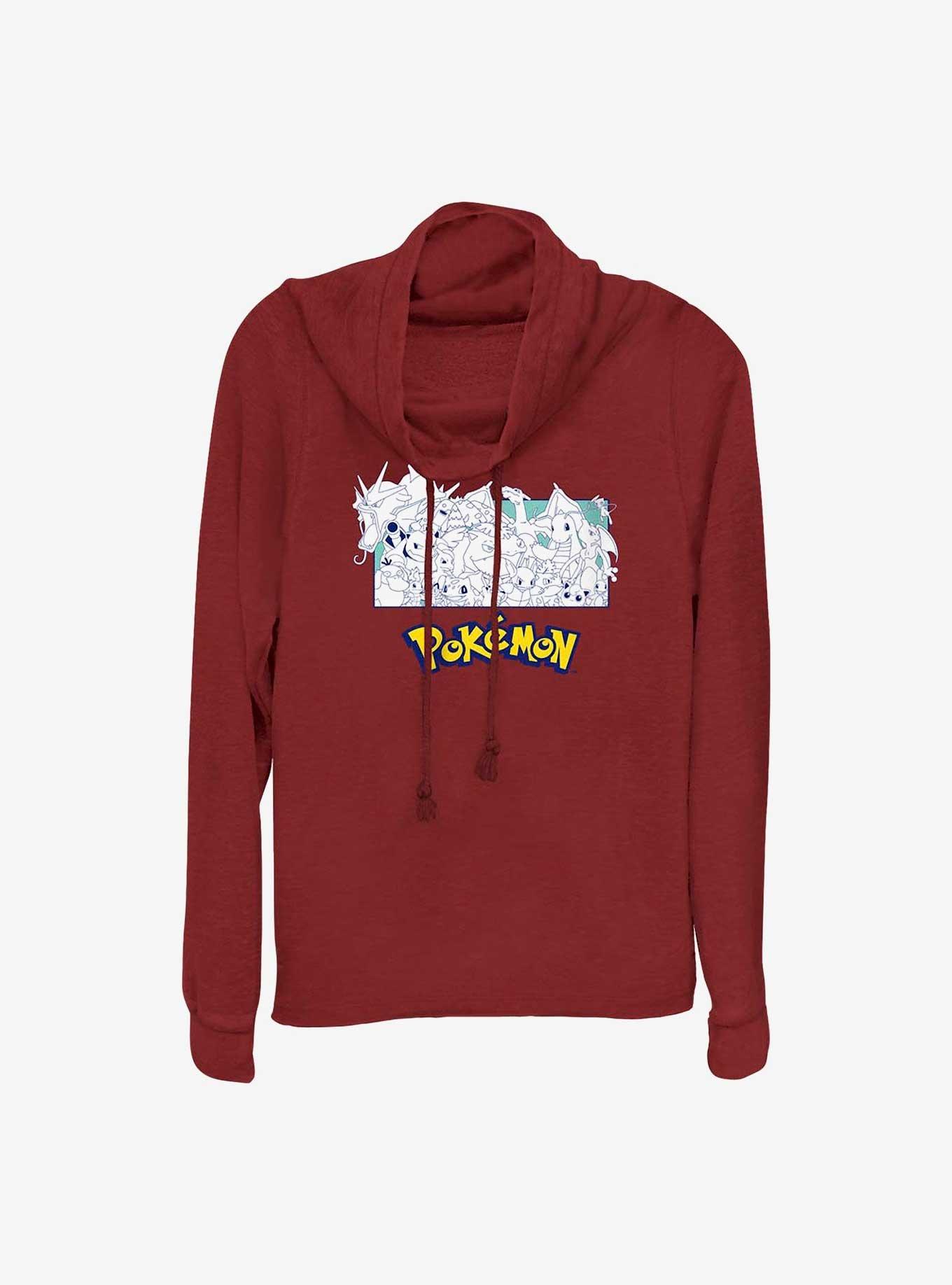 Pokemon The Classics Cowl Neck Long-Sleeve Top, SCARLET, hi-res