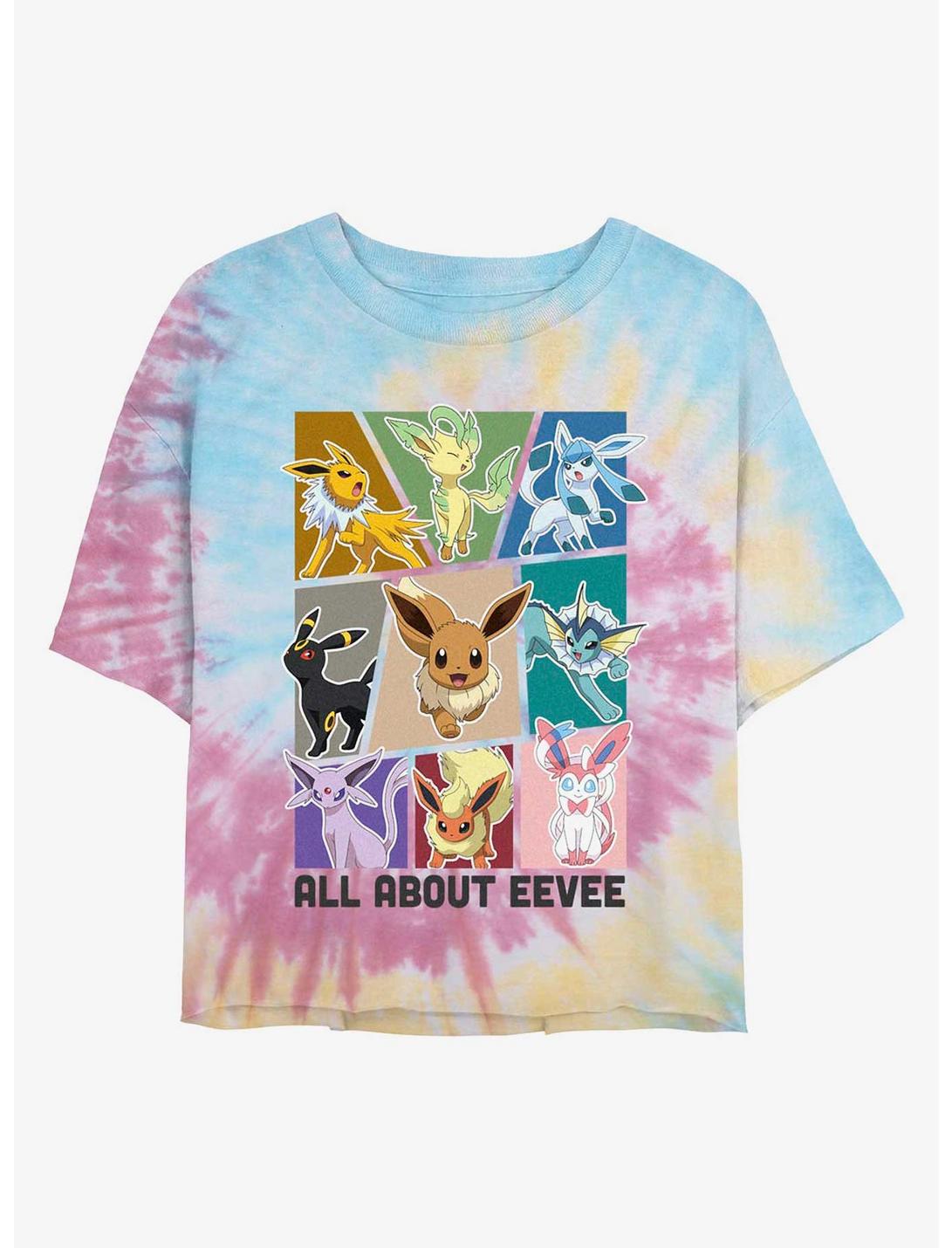 Pokemon All About Eevee Tie-Dye Girls Crop T-Shirt, BLUPNKLY, hi-res