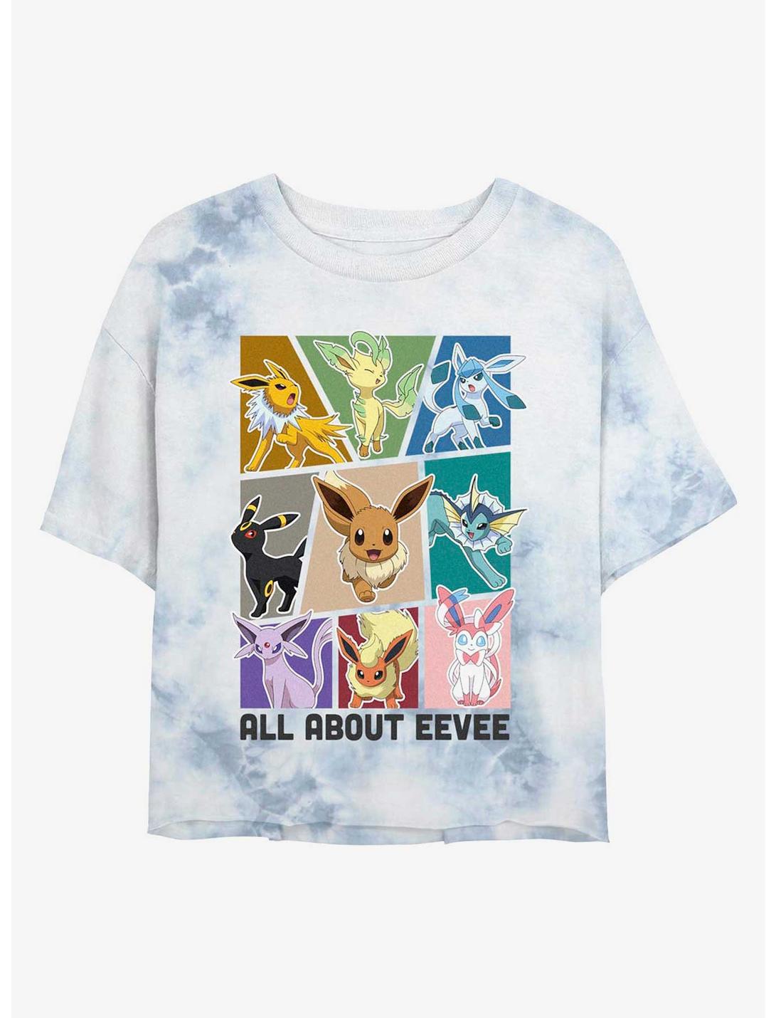 Pokemon All About Eevee Tie-Dye Girls Crop T-Shirt, WHITEBLUE, hi-res