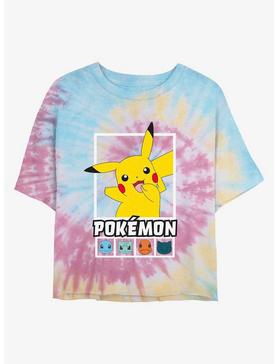 Pokemon Battle Lineup Pikachu, Squirtle, Bulbasaur, Charmander, & Snorlax Tie-Dye Girls Crop T-Shirt, , hi-res