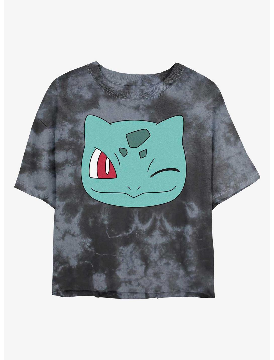 Pokemon Bulbasaur Face Tie-Dye Girls Crop T-Shirt, BLKCHAR, hi-res