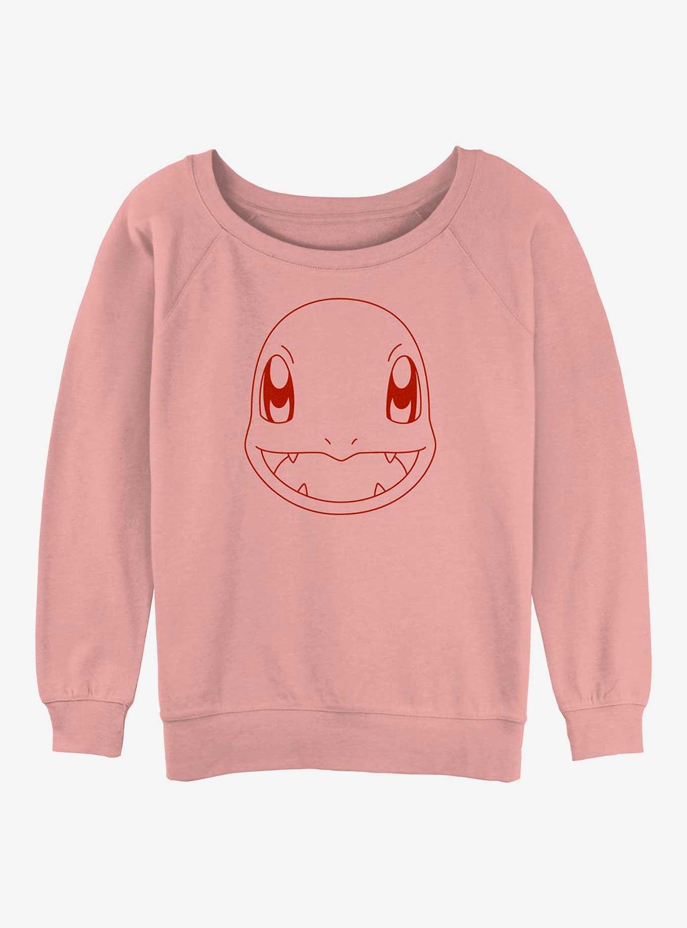 Pokemon Charmander Outline Girls Slouchy Sweatshirt, DESERTPNK, hi-res