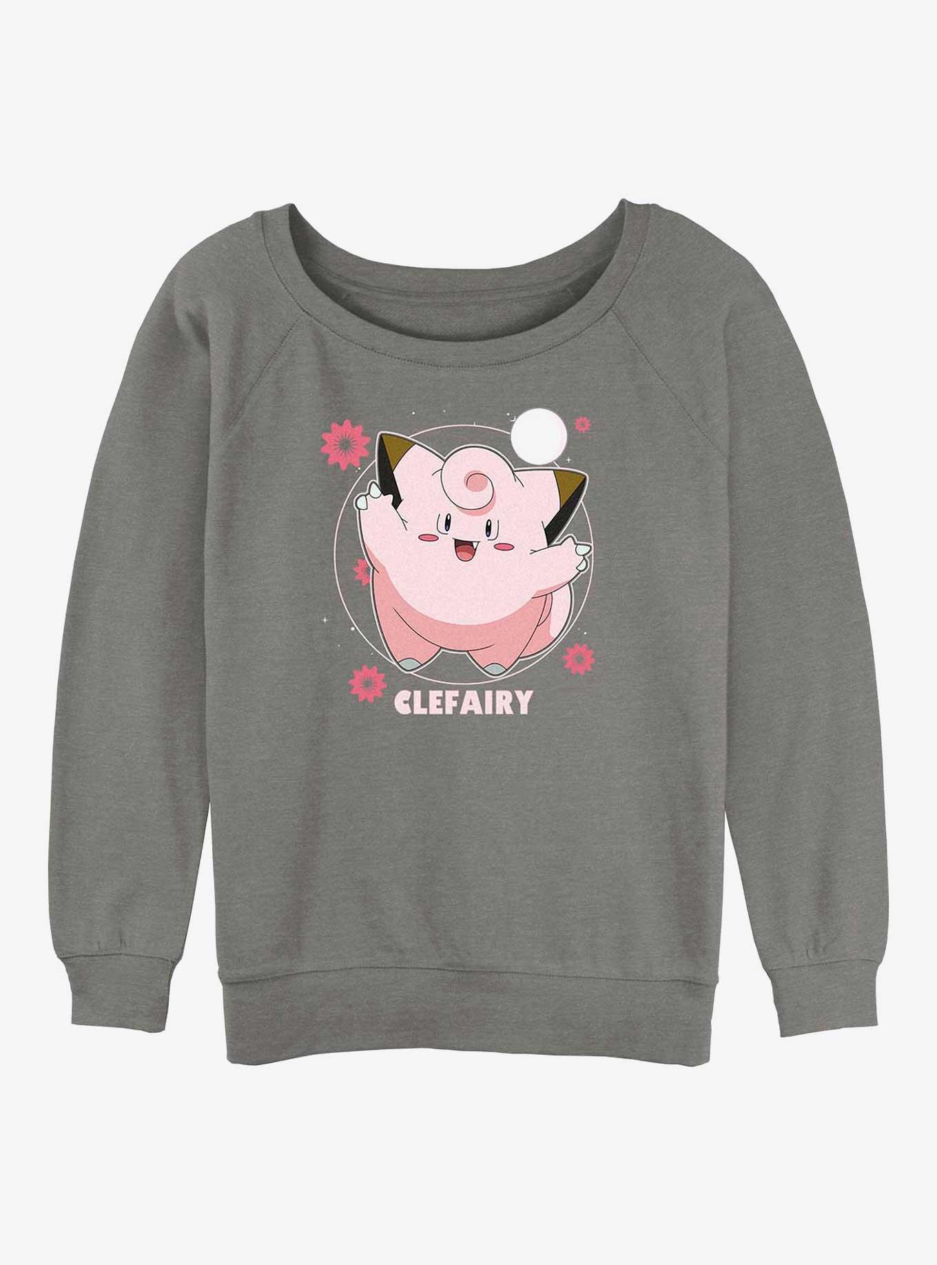 Pokemon Clefairy Fairy Dance Girls Slouchy Sweatshirt, GRAY HTR, hi-res