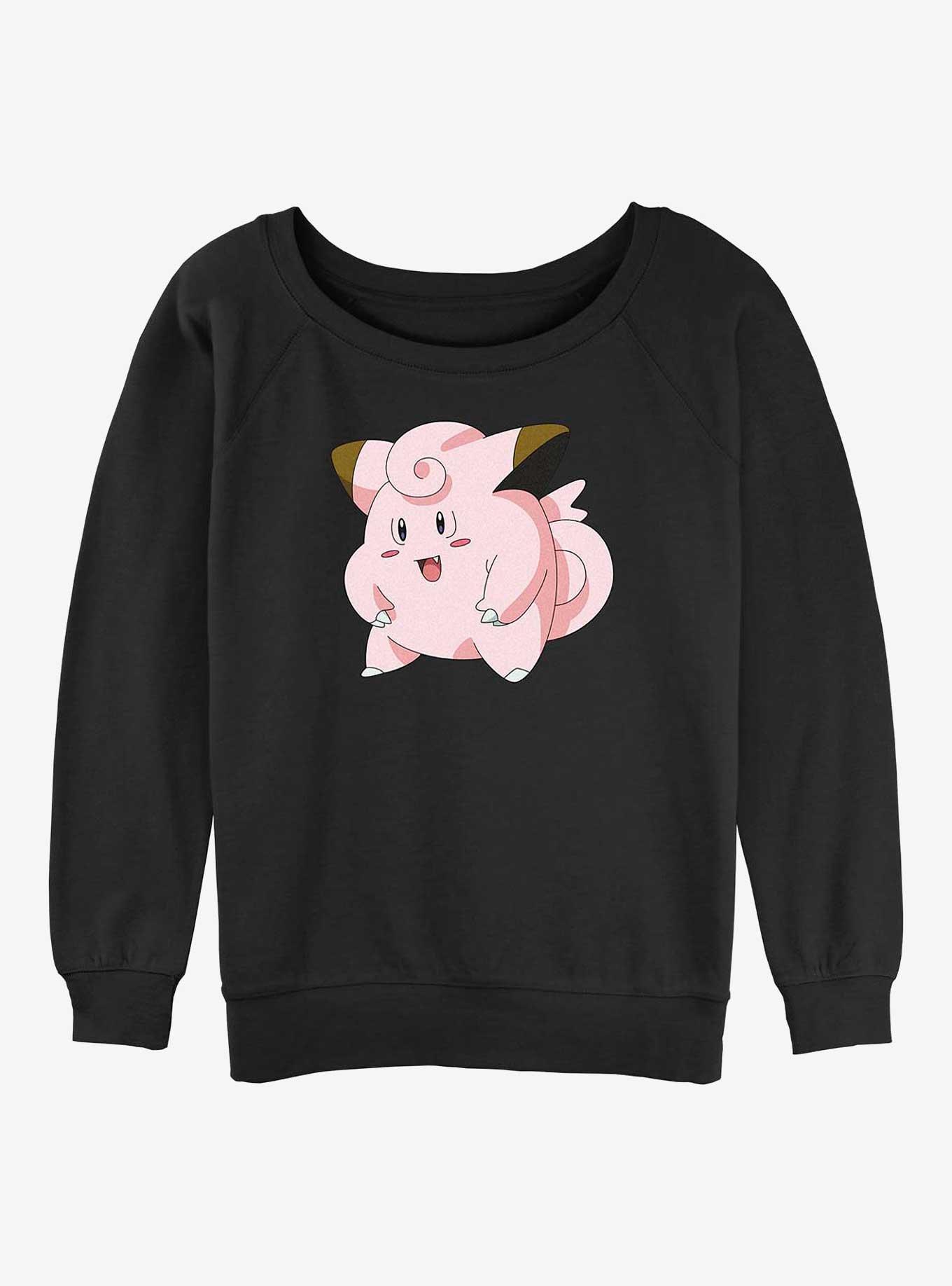 Pokemon Clefairy Pose Girls Slouchy Sweatshirt, BLACK, hi-res
