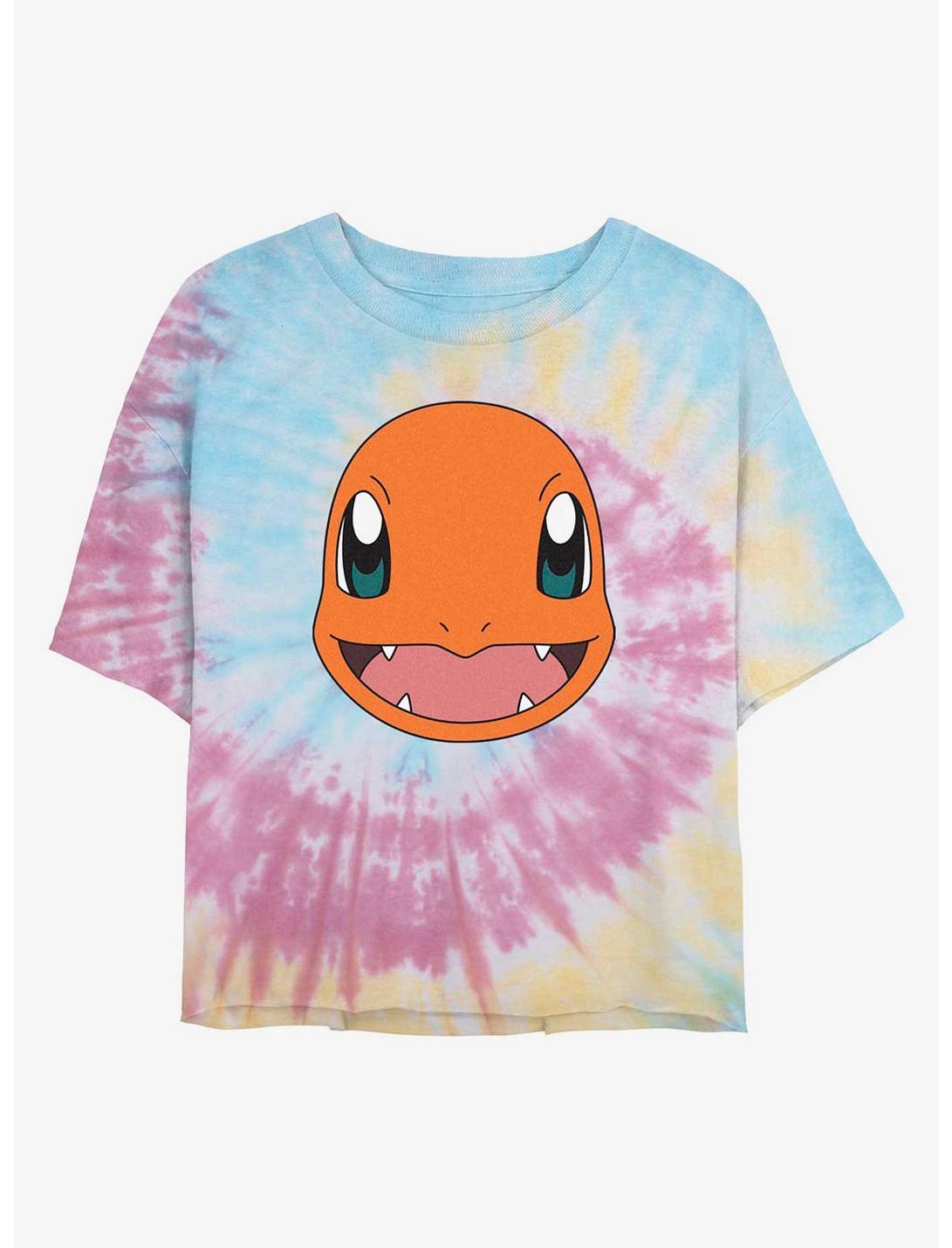 Pokemon Charmander Face Tie-Dye Girls Crop T-Shirt, BLUPNKLY, hi-res