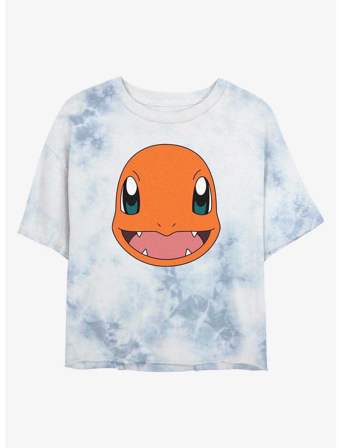Pokemon Charmander Face Tie-Dye Girls Crop T-Shirt, WHITEBLUE, hi-res