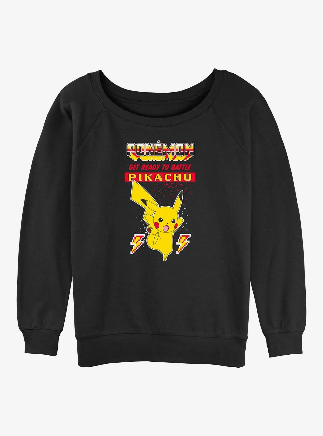 Pokemon Battle Ready Pikachu Girls Slouchy Sweatshirt