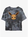Pokemon Eevee Face Tie-Dye Girls Crop T-Shirt, BLKCHAR, hi-res