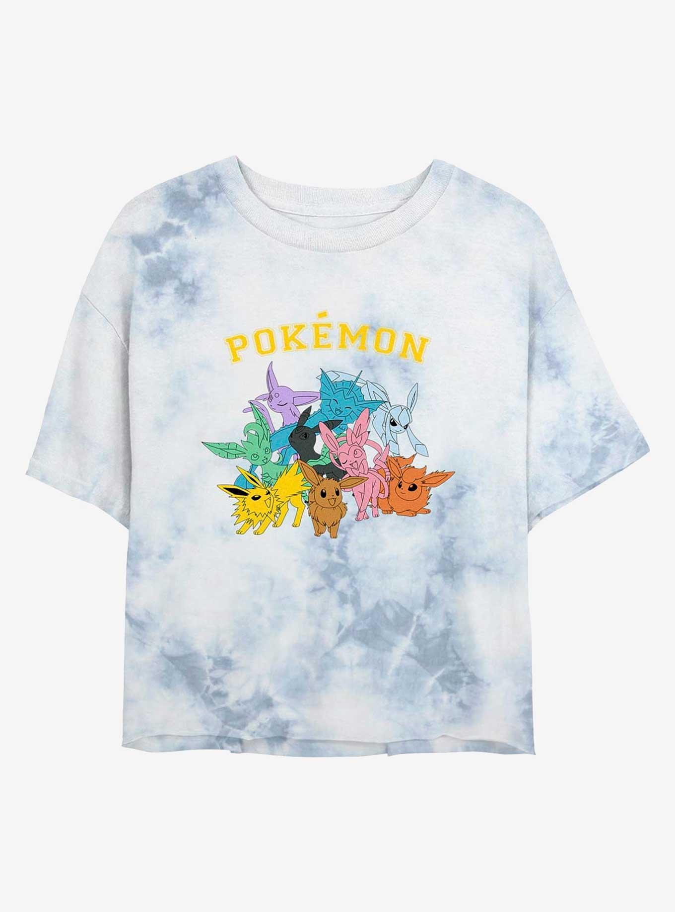 Pokemon Gotta Catch Eeveelutions Tie-Dye Girls Crop T-Shirt, WHITEBLUE, hi-res