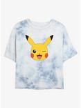 Pokemon Pikachu Face Tie-Dye Girls Crop T-Shirt, WHITEBLUE, hi-res