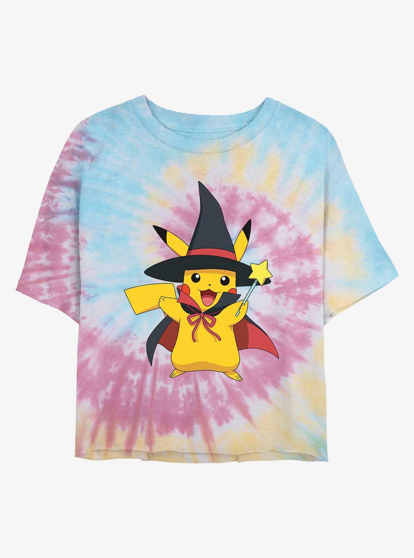 Pokemon Wizard Pikachu Tie-Dye Girls Crop T-Shirt