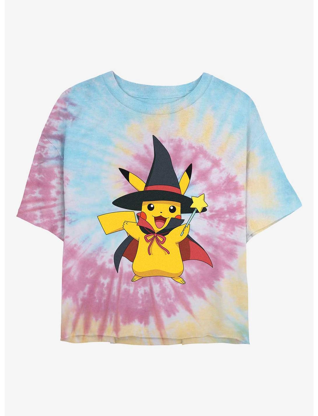 Pokemon Wizard Pikachu Tie-Dye Girls Crop T-Shirt, BLUPNKLY, hi-res