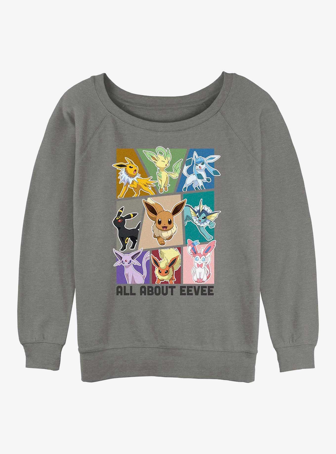 Mighty Fine Pokémon Eevee Evolutions Women's Gray V-Neck Graphic T-Shirt  Size S