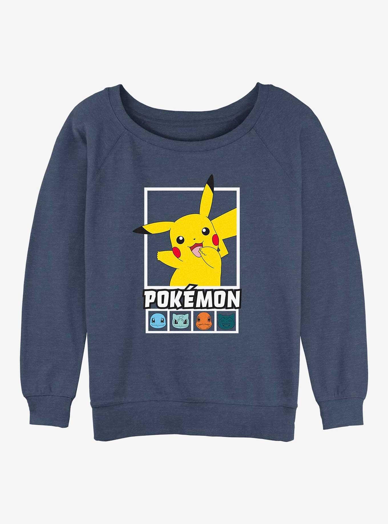 Pokemon Battle Lineup Pikachu, Squirtle, Bulbasaur, Charmander, & Snorlax Girls Slouchy Sweatshirt, , hi-res