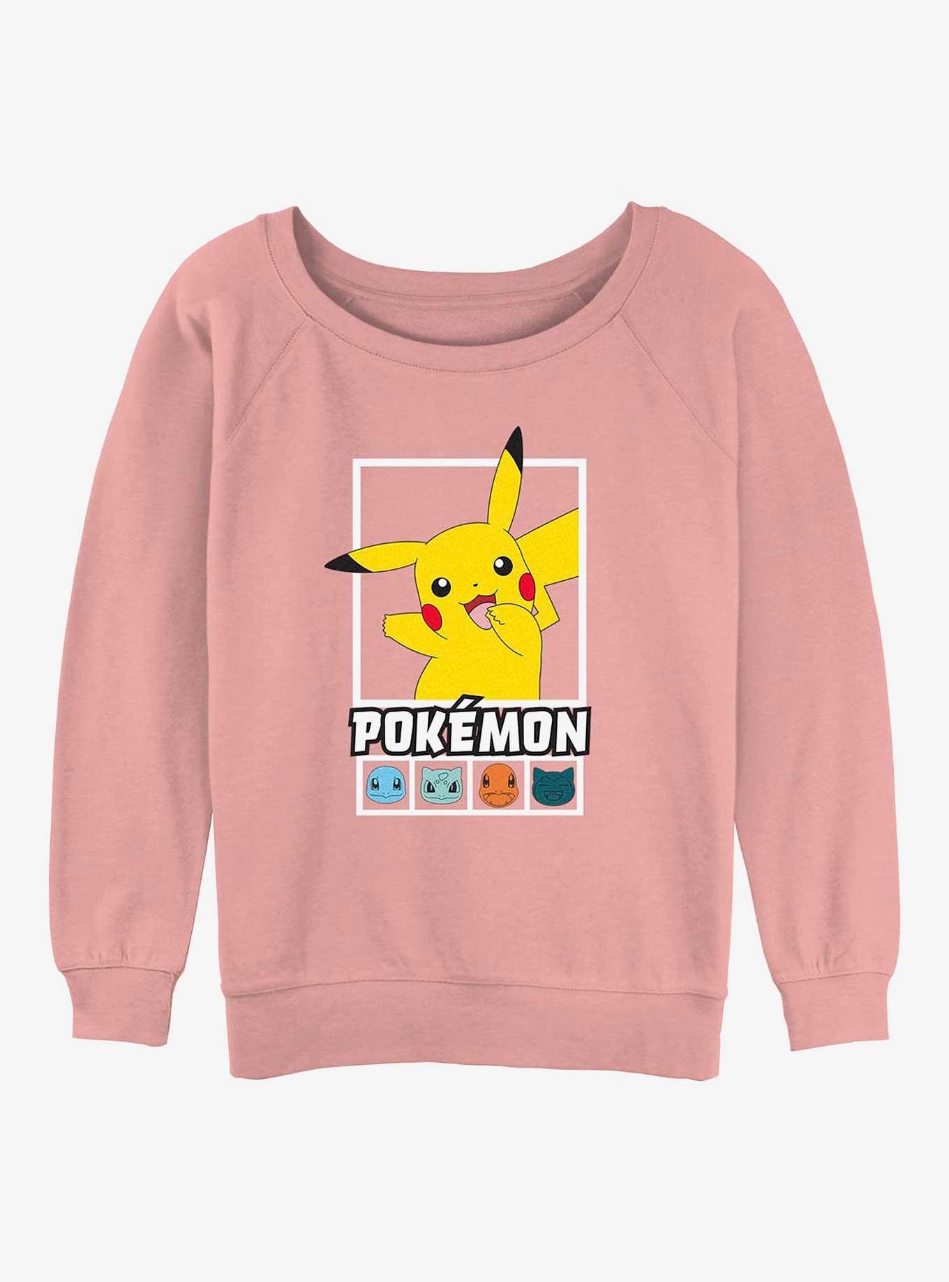 Pokemon Battle Lineup Pikachu, Squirtle, Bulbasaur, Charmander, & Snorlax Girls Slouchy Sweatshirt, , hi-res