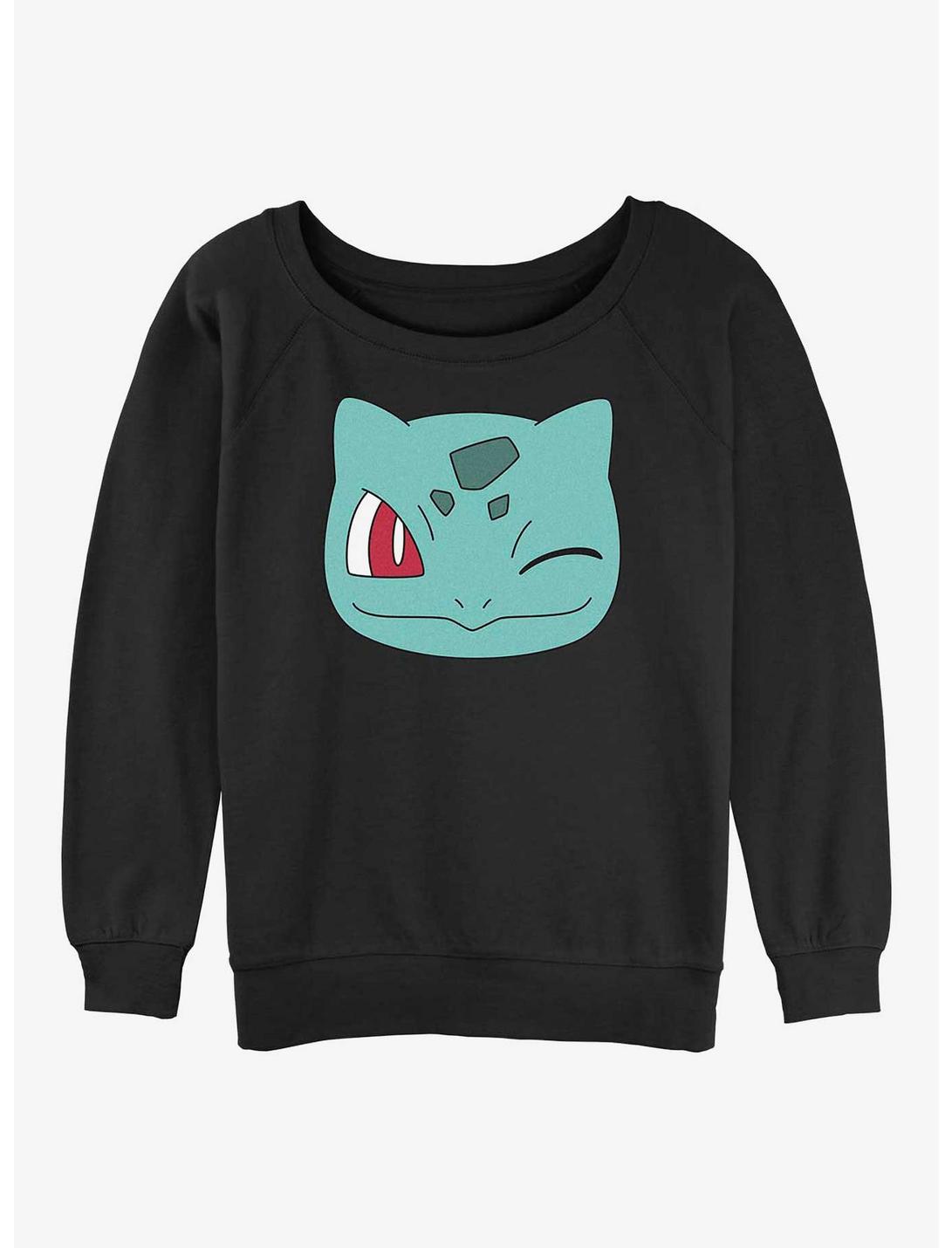 Pokemon Bulbasaur Face Girls Slouchy Sweatshirt, BLACK, hi-res