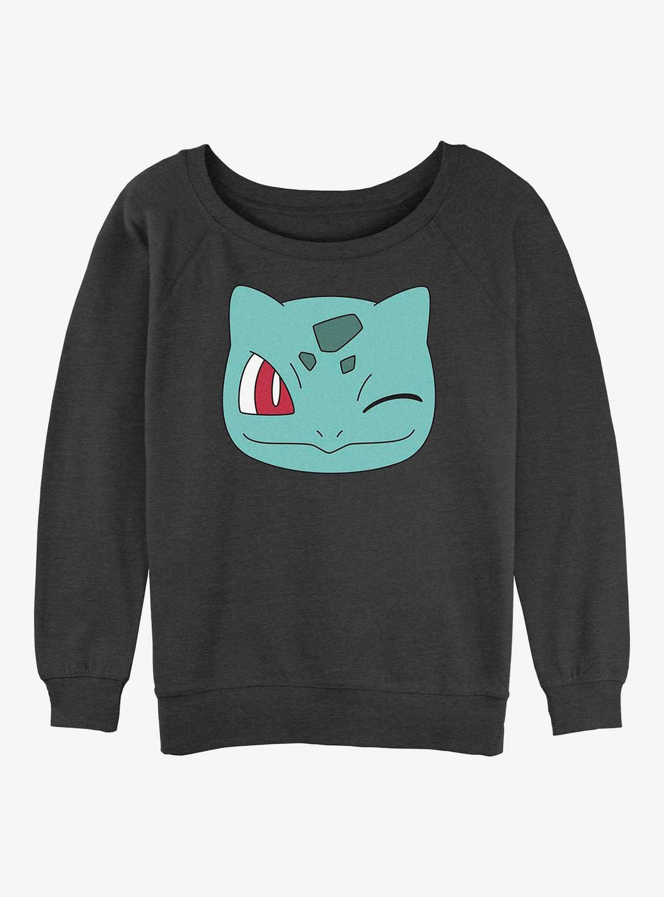 Pokemon Bulbasaur Face Girls Slouchy Sweatshirt, CHAR HTR, hi-res