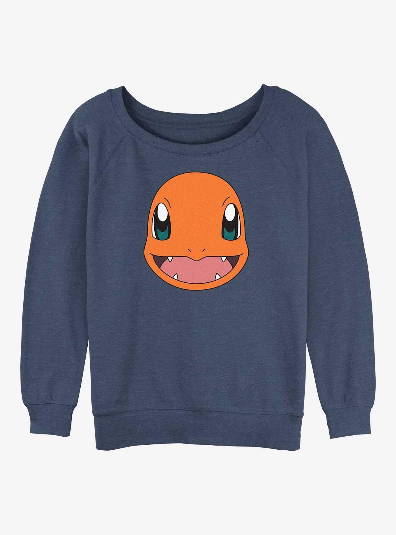 Pokemon Charmander Face Girls Slouchy Sweatshirt, BLUEHTR, hi-res