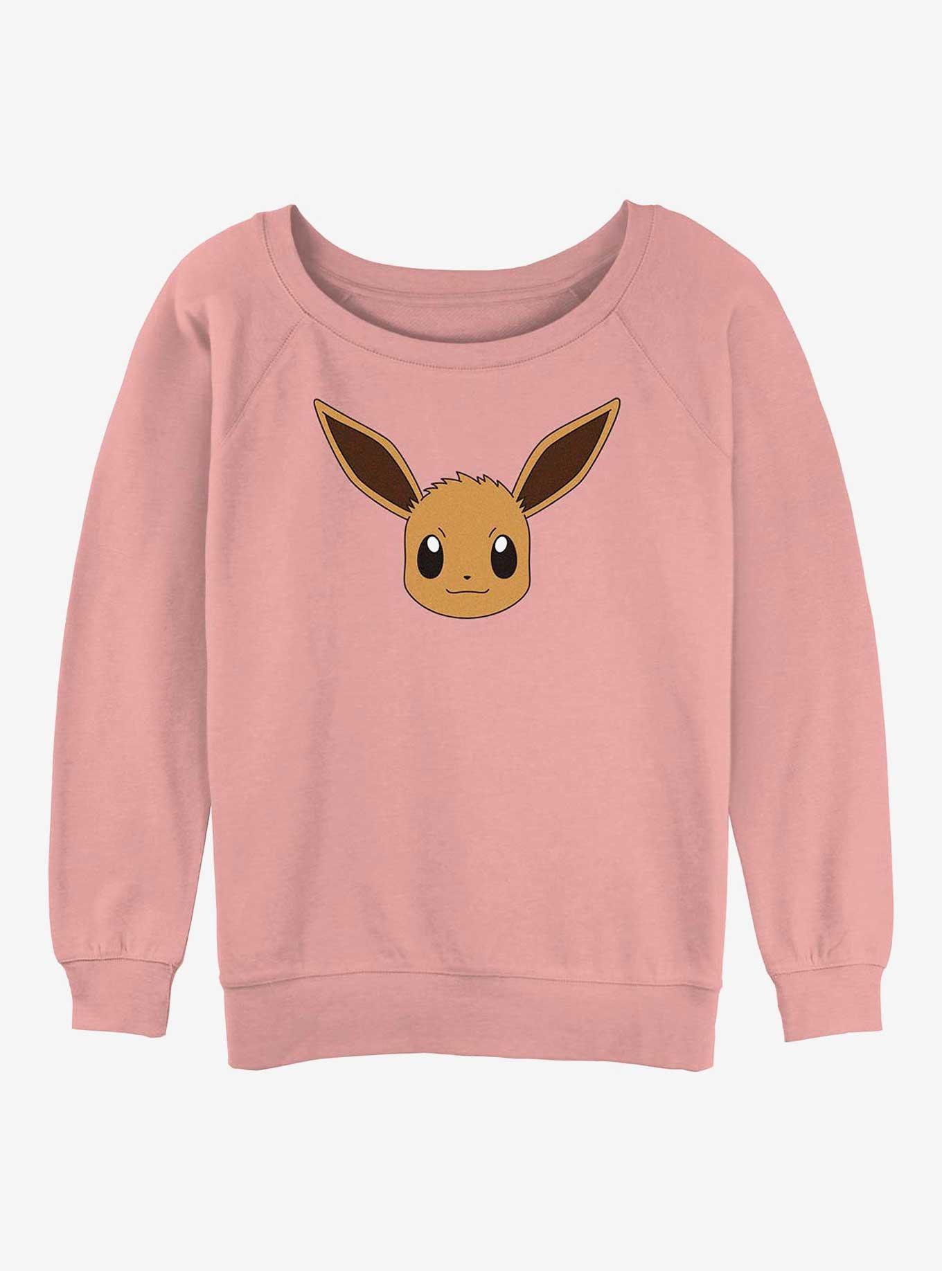 Pokemon Eevee Face Girls Slouchy Sweatshirt, DESERTPNK, hi-res