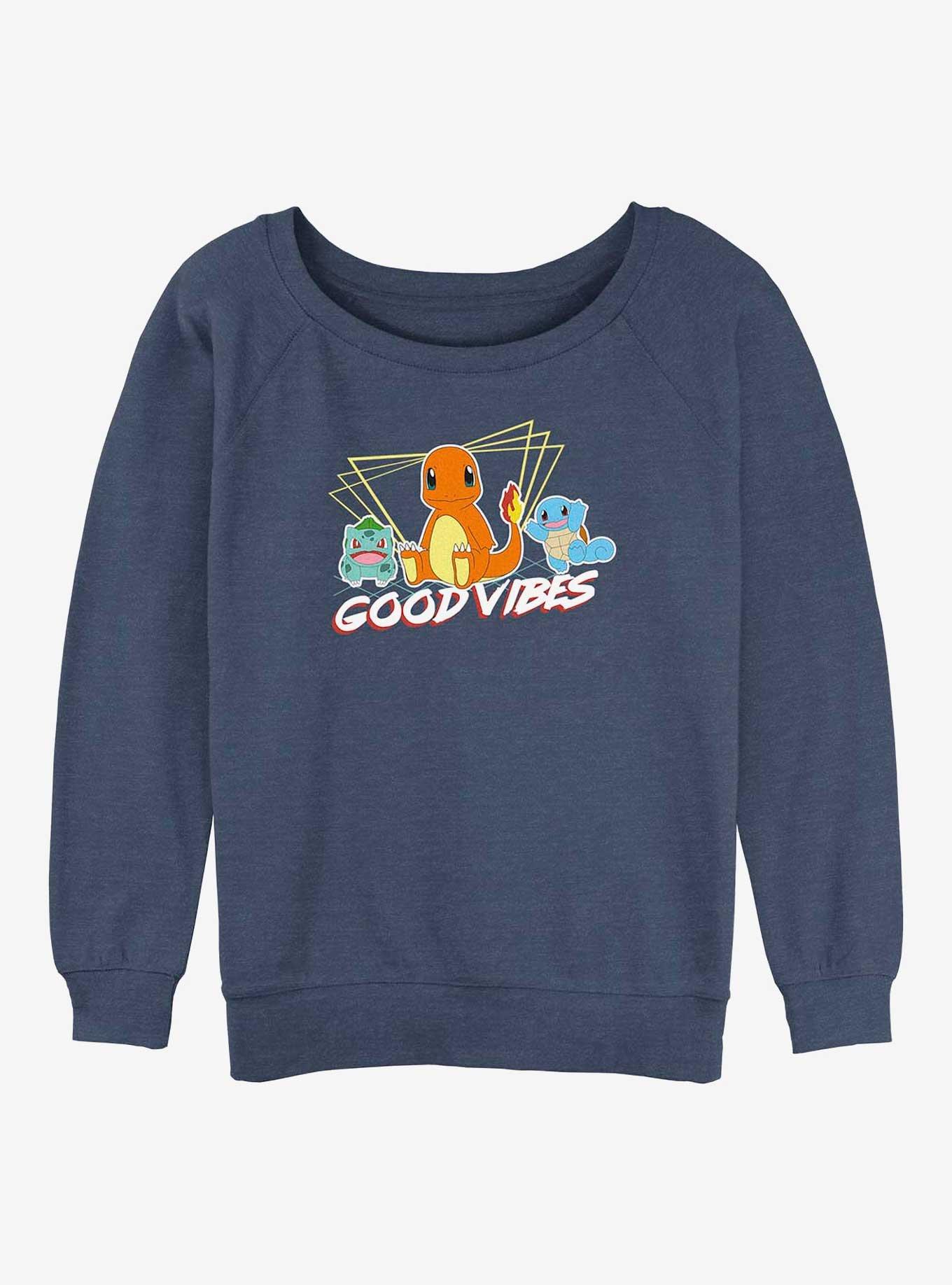 Pokemon Good Vibes Starters Girls Slouchy Sweatshirt