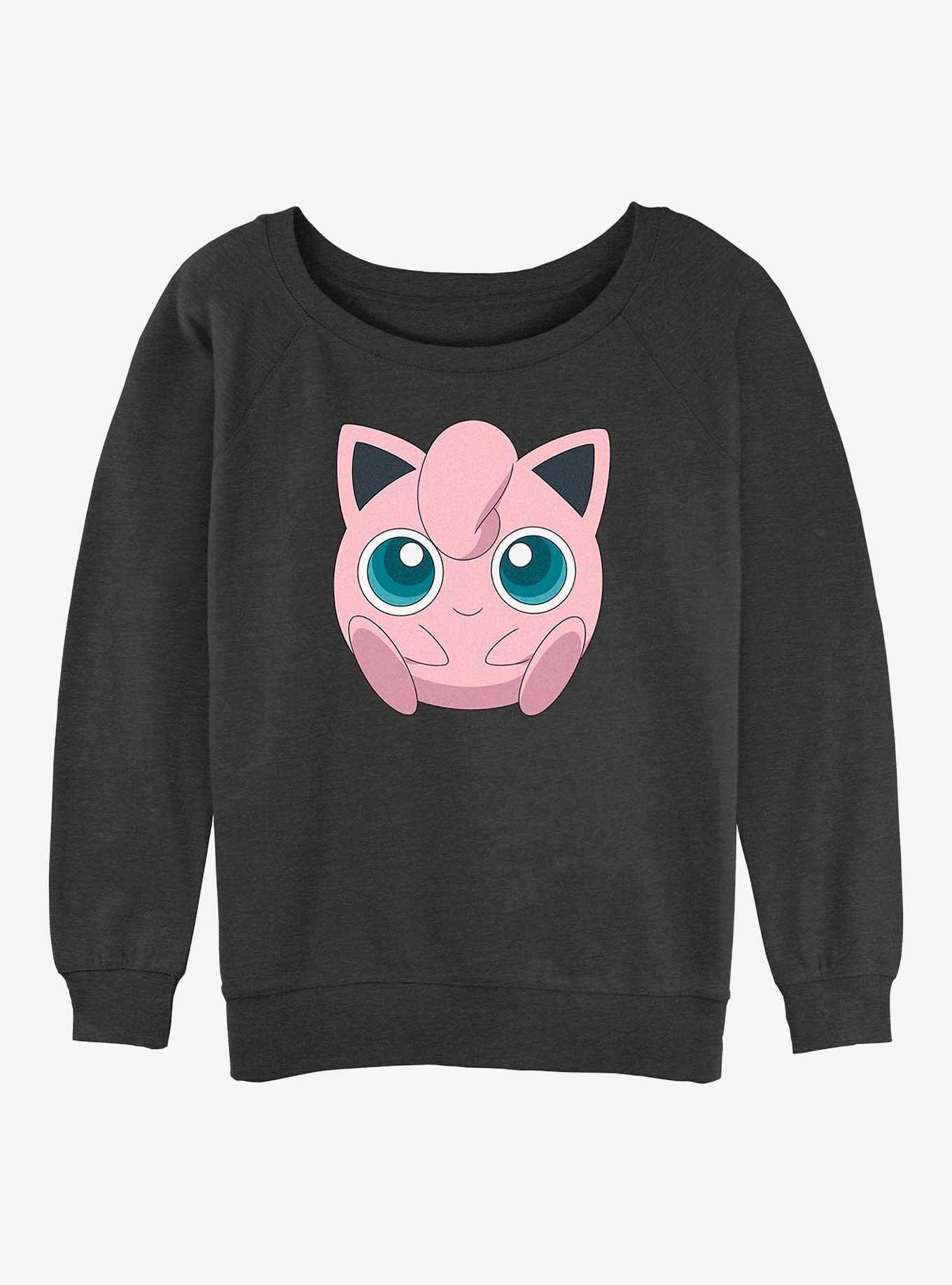 Pokemon Jigglypuff Face Girls Slouchy Sweatshirt, CHAR HTR, hi-res