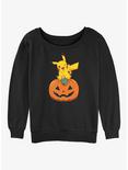 Pokemon Pikachu Pumpkin Girls Slouchy Sweatshirt, BLACK, hi-res