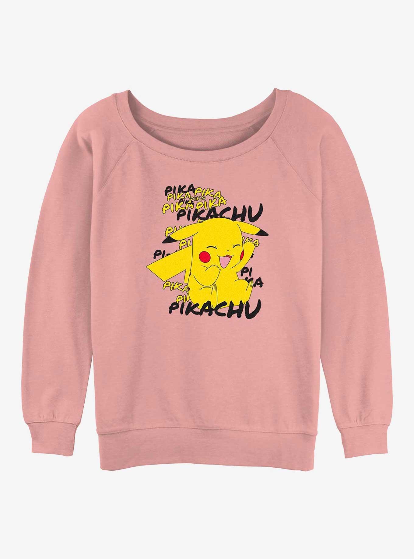 Pokemon Pikachu Cracks A Joke Girls Slouchy Sweatshirt, DESERTPNK, hi-res