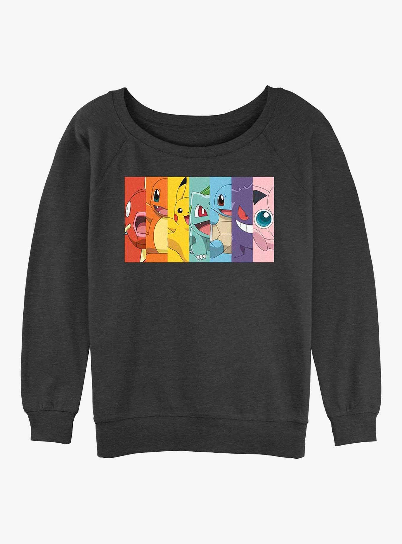 Pokemon Rainbow Faces Girls Slouchy Sweatshirt, , hi-res