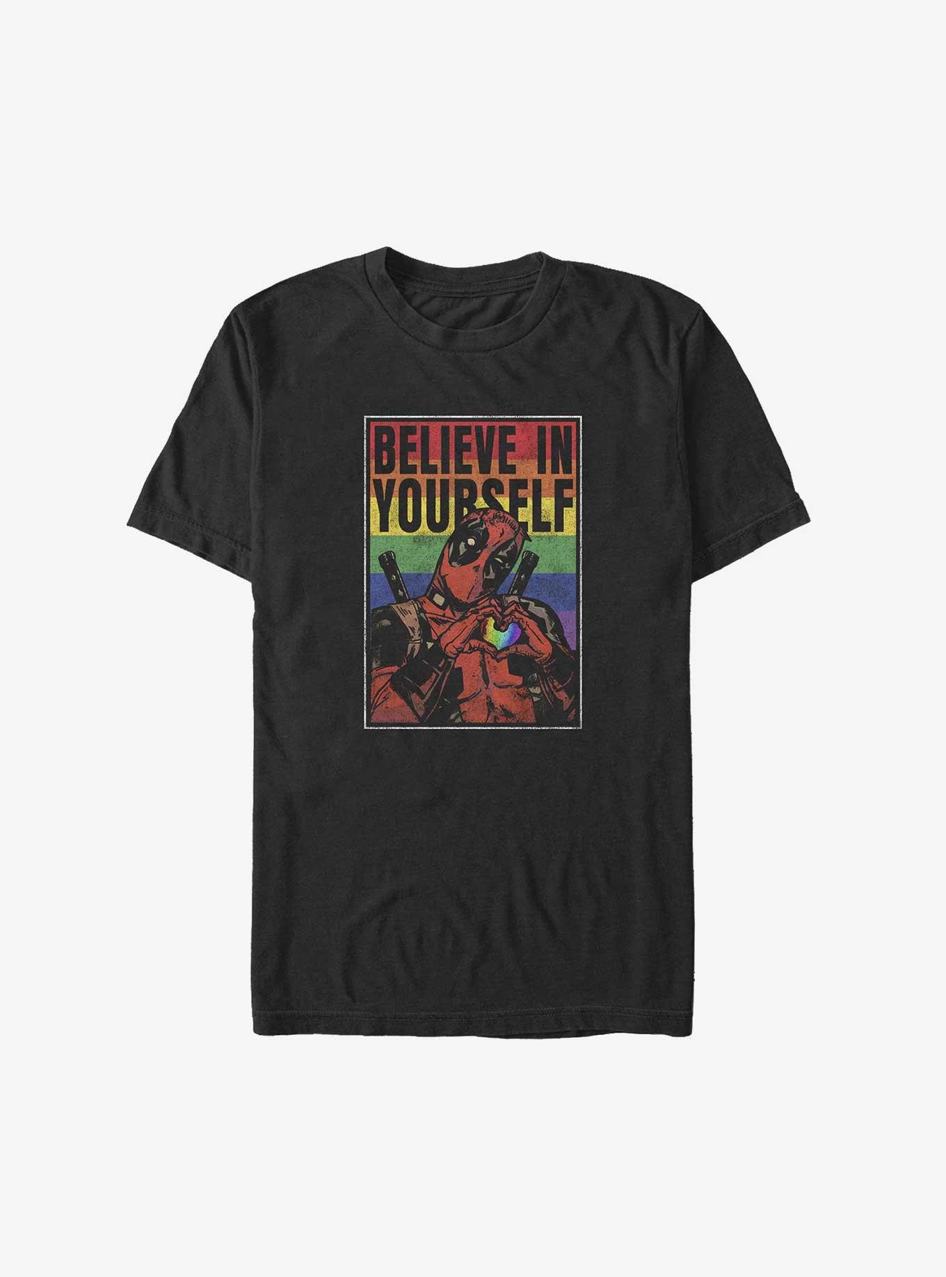 Marvel Deadpool Believe In Yourself Rainbow Big & Tall T-Shirt, BLACK, hi-res