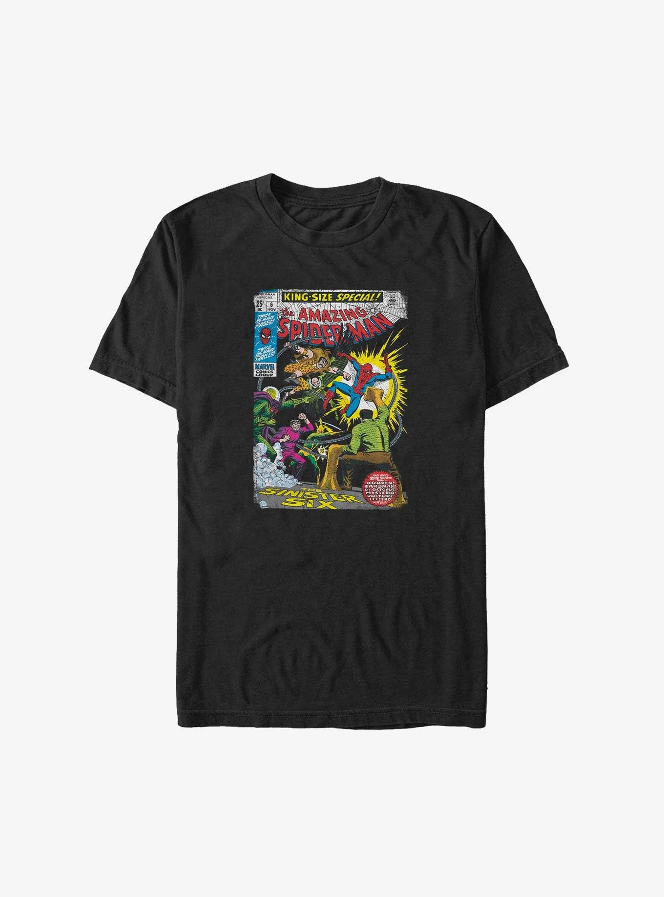 Marvel Spider-Man Sinister Six Comic Cover Big & Tall T-Shirt, BLACK, hi-res