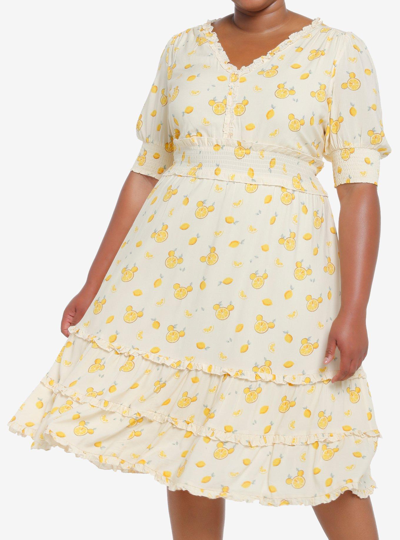 Her Universe Disney Mickey Mouse Lemon Midi Dress Plus Size Her Universe Exclusive, MULTI, hi-res