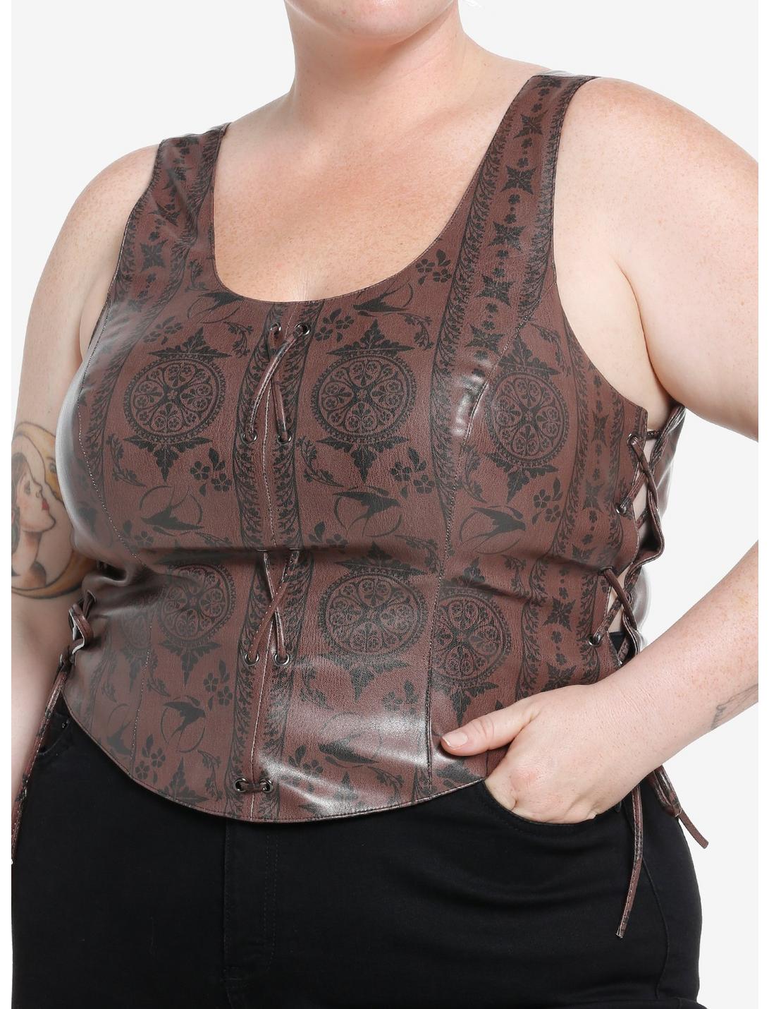 The Witcher Ciri Icons Lace-Up Bustier Plus Size, DARK BROWN, hi-res