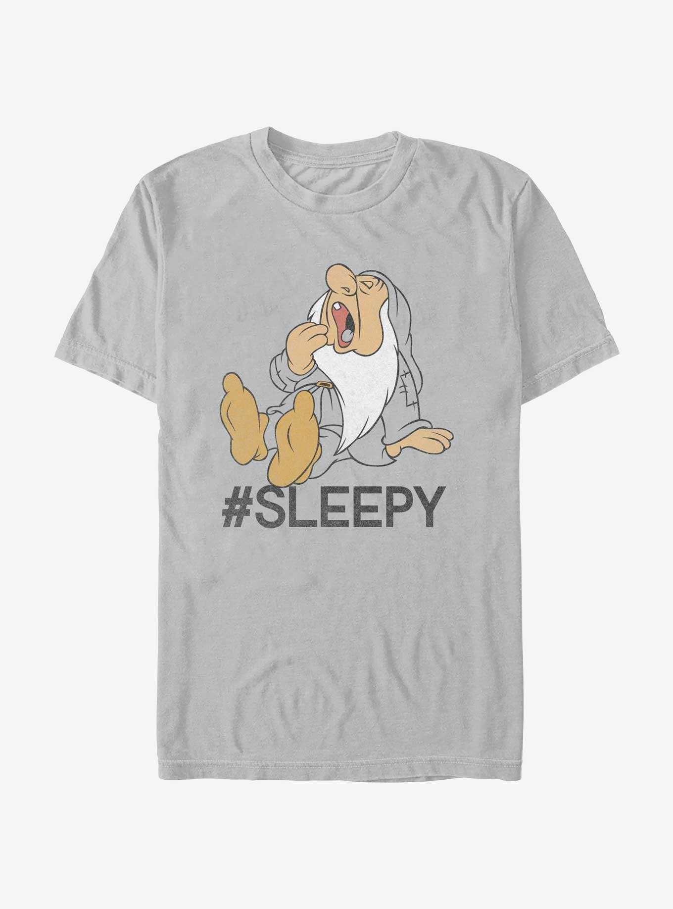 Disney Snow White And The Seven Dwarfs Hashtag Sleepy T-Shirt, SILVER, hi-res