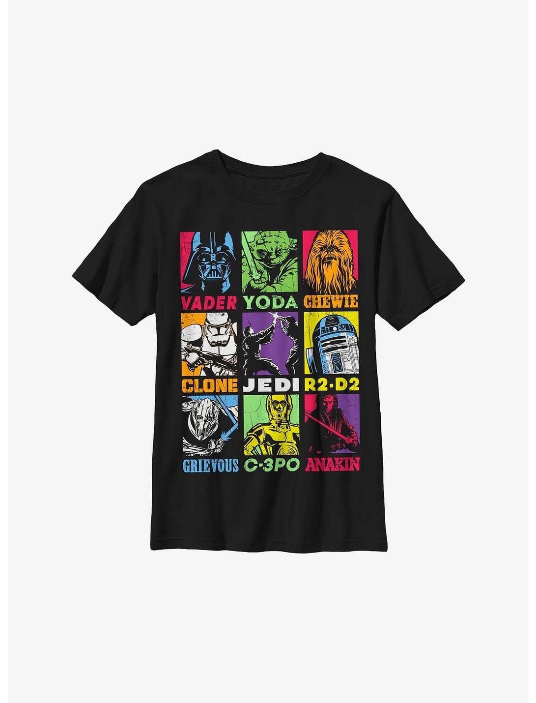 Star Wars Pop Character Grid Youth T-Shirt, BLACK, hi-res