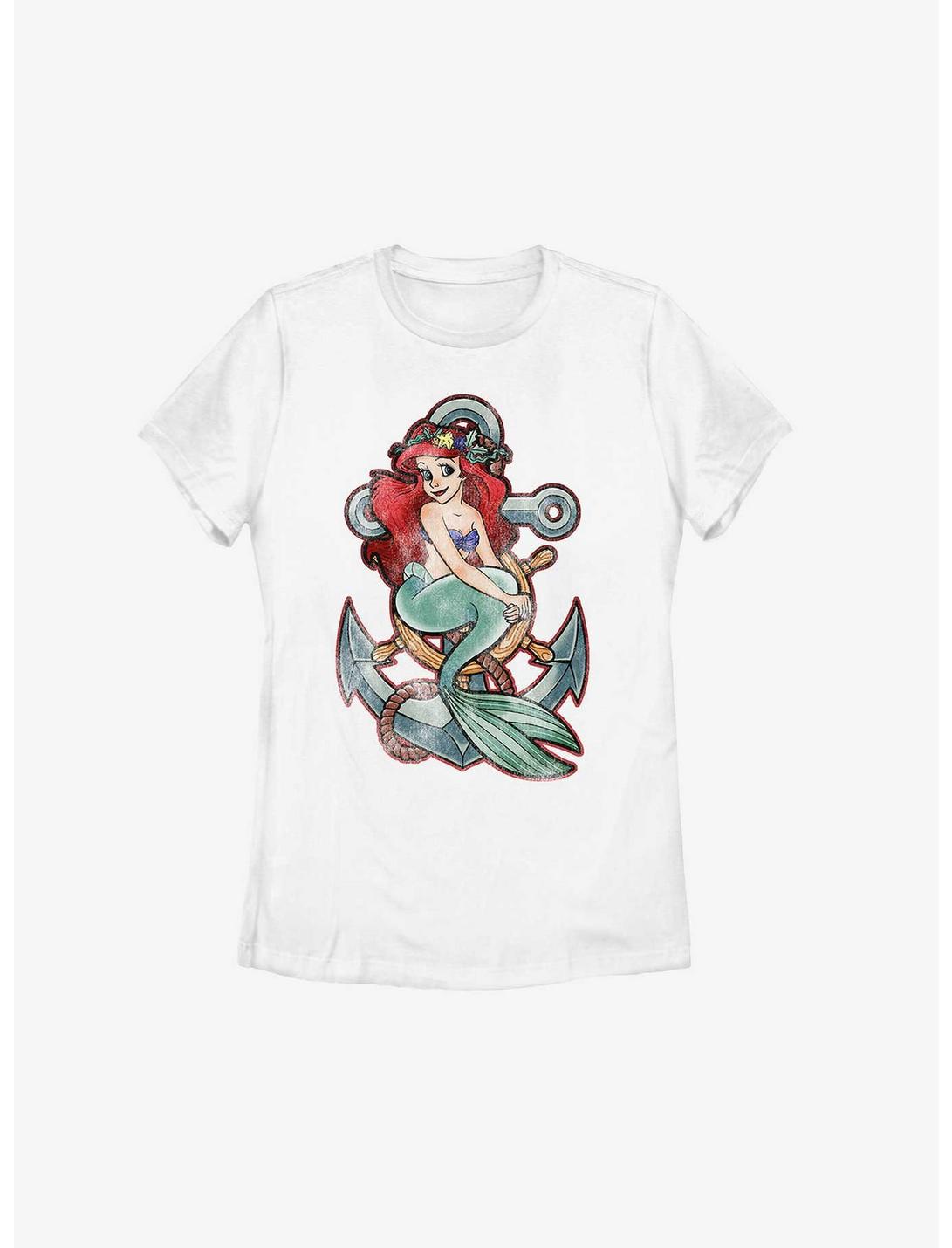 Disney The Little Mermaid Anchor Ariel Womens T-Shirt, WHITE, hi-res