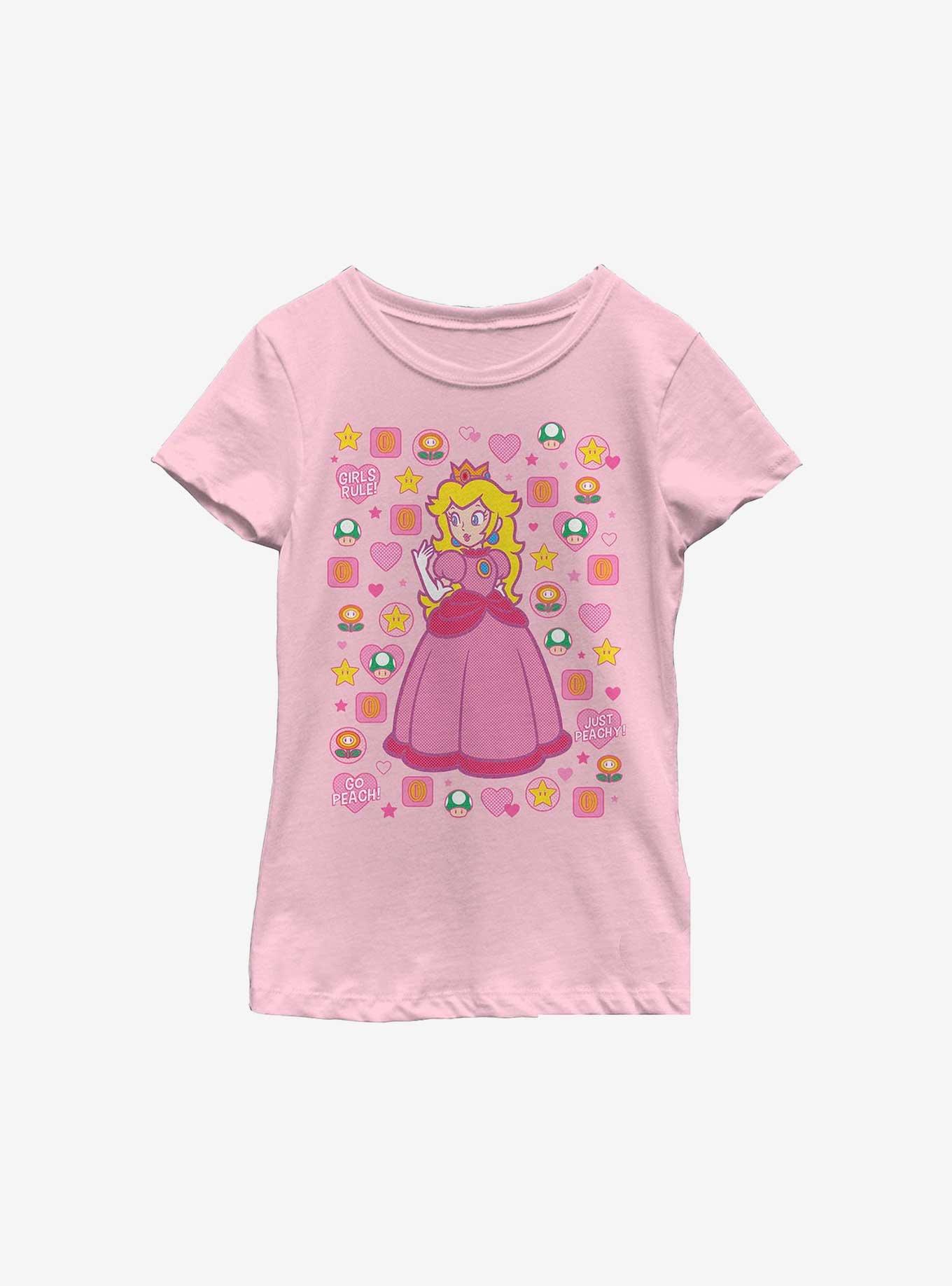 Nintendo Princess Peach Icons Youth Girls T-Shirt, PINK, hi-res