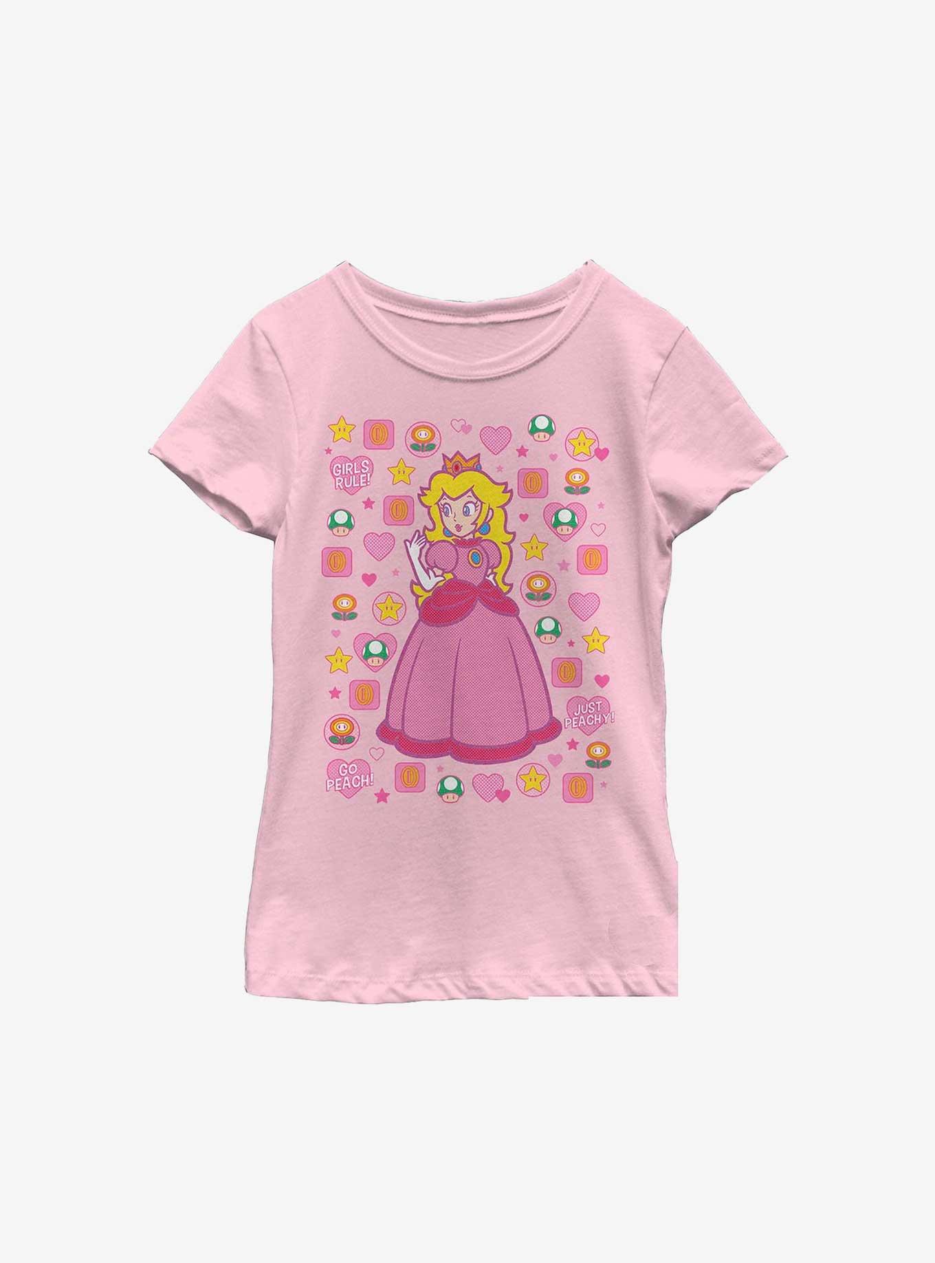 Nintendo Princess Peach Icons Youth Girls T-Shirt, PINK, hi-res