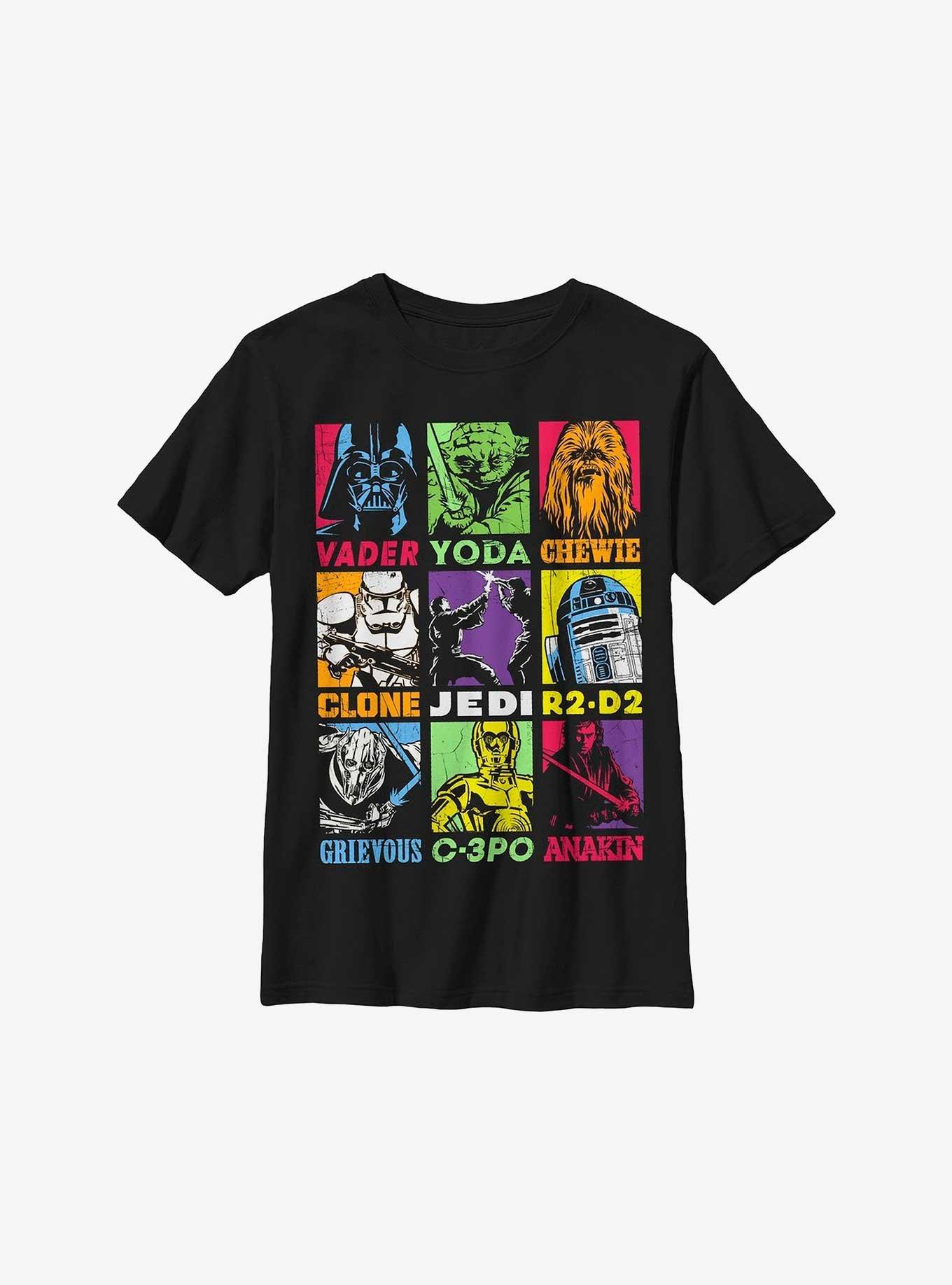 Star Wars Pop Character Grid Youth T-Shirt, BLACK, hi-res