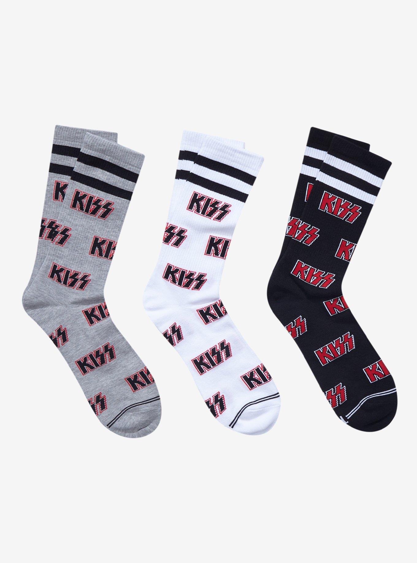 Kiss Logo Crew Socks 3 Pair, , hi-res