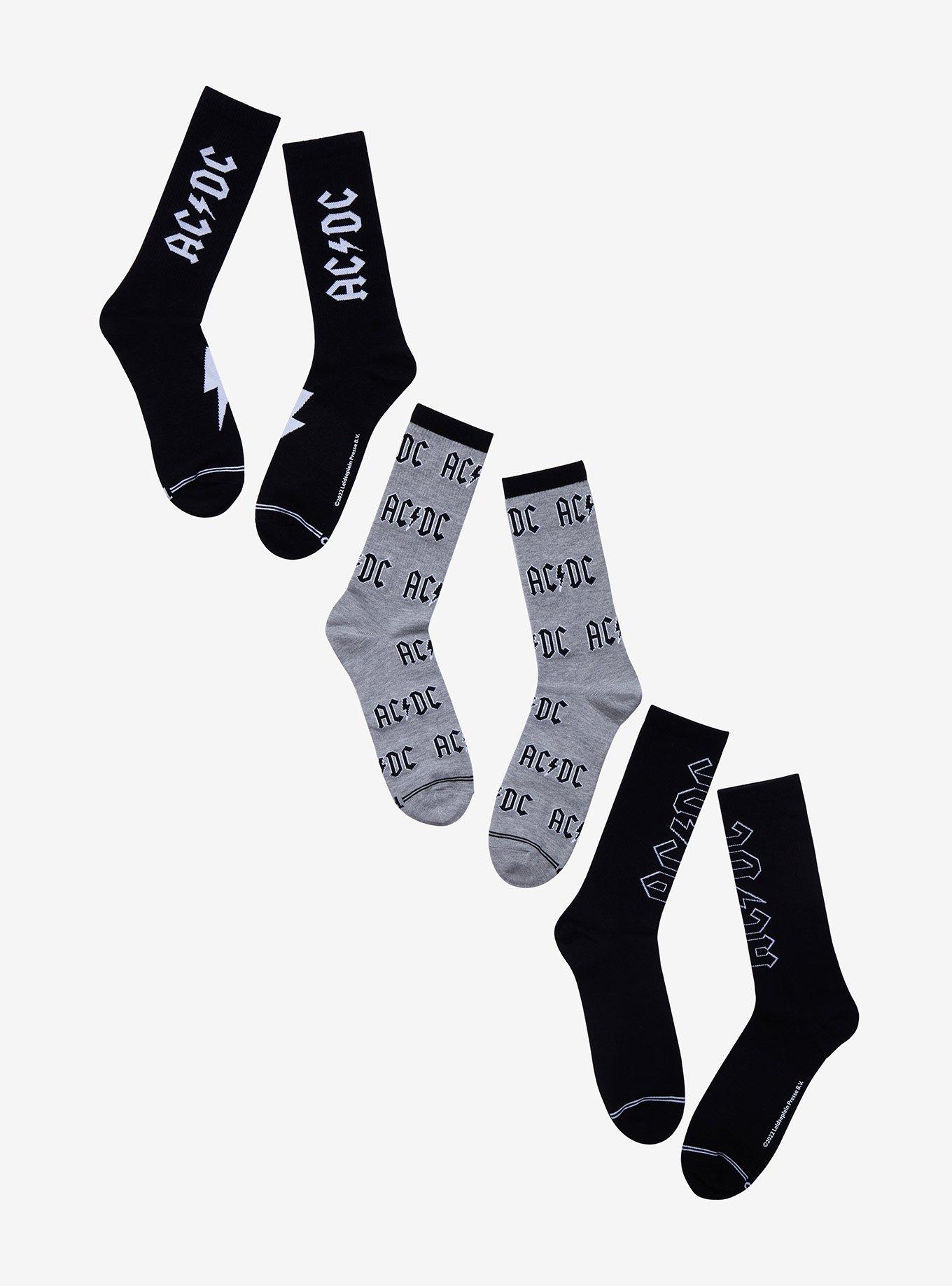 AC/DC Logo Crew Socks 3 Pair, , hi-res
