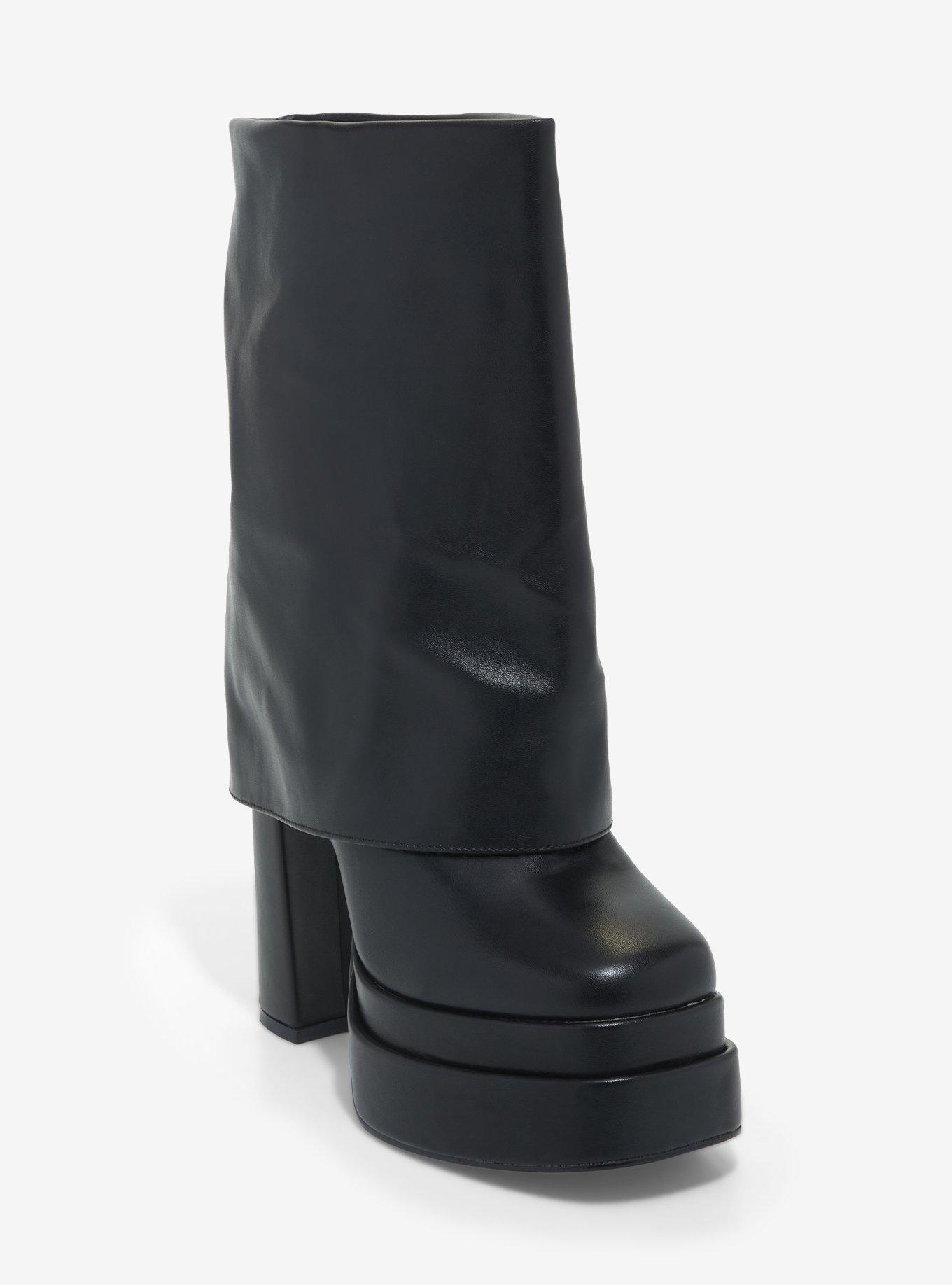 Azalea Wang Black Pullover Platform Boots, BLACK, hi-res