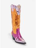 Azalea Wang Hendrix Pink & Orange Cowboy Boots, ORANGE, hi-res