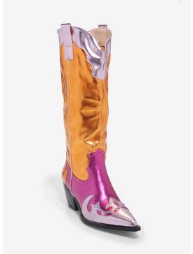 Azalea Wang Hendrix Pink & Orange Cowboy Boots, , hi-res