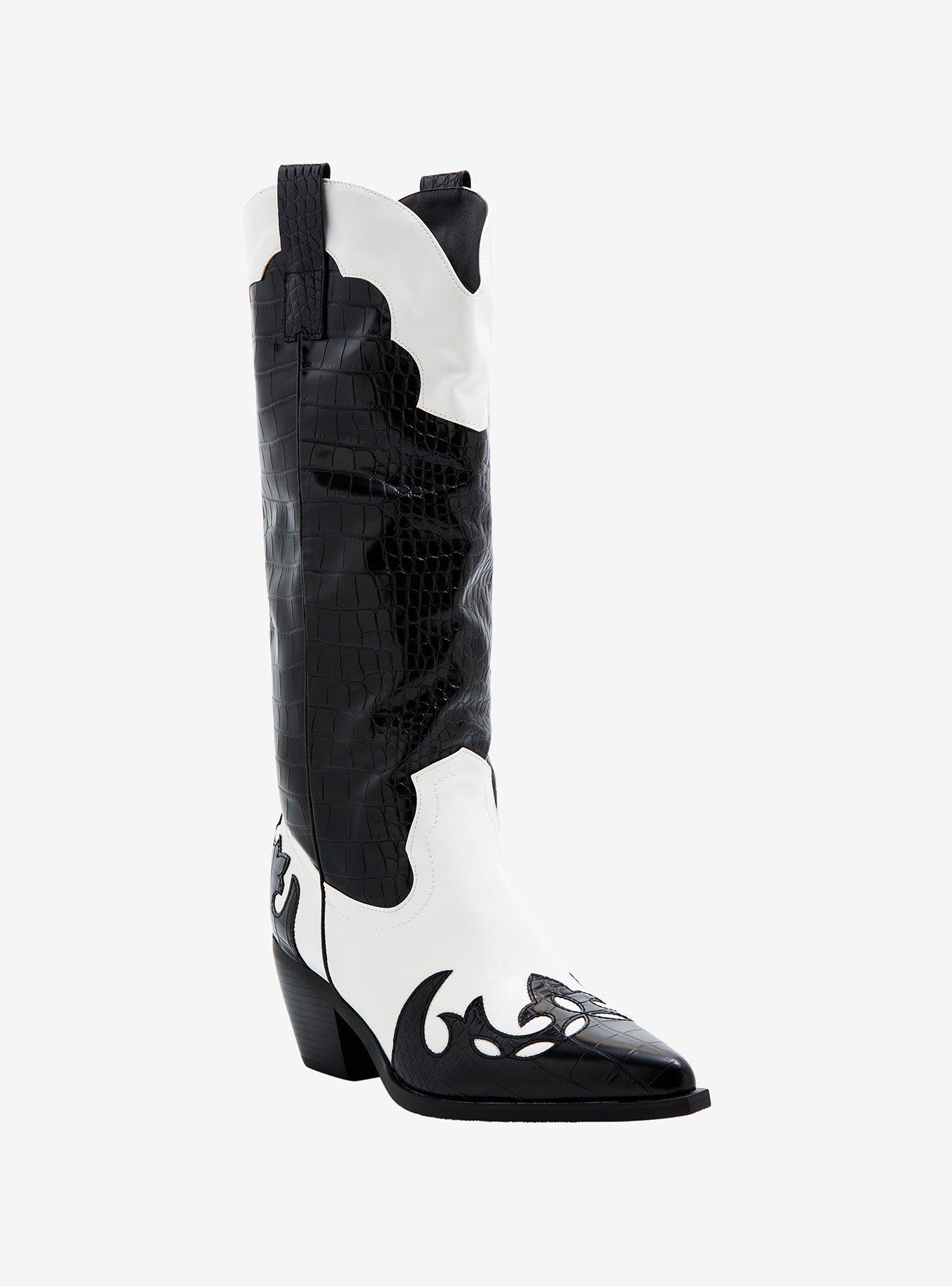 Black and white store western boots