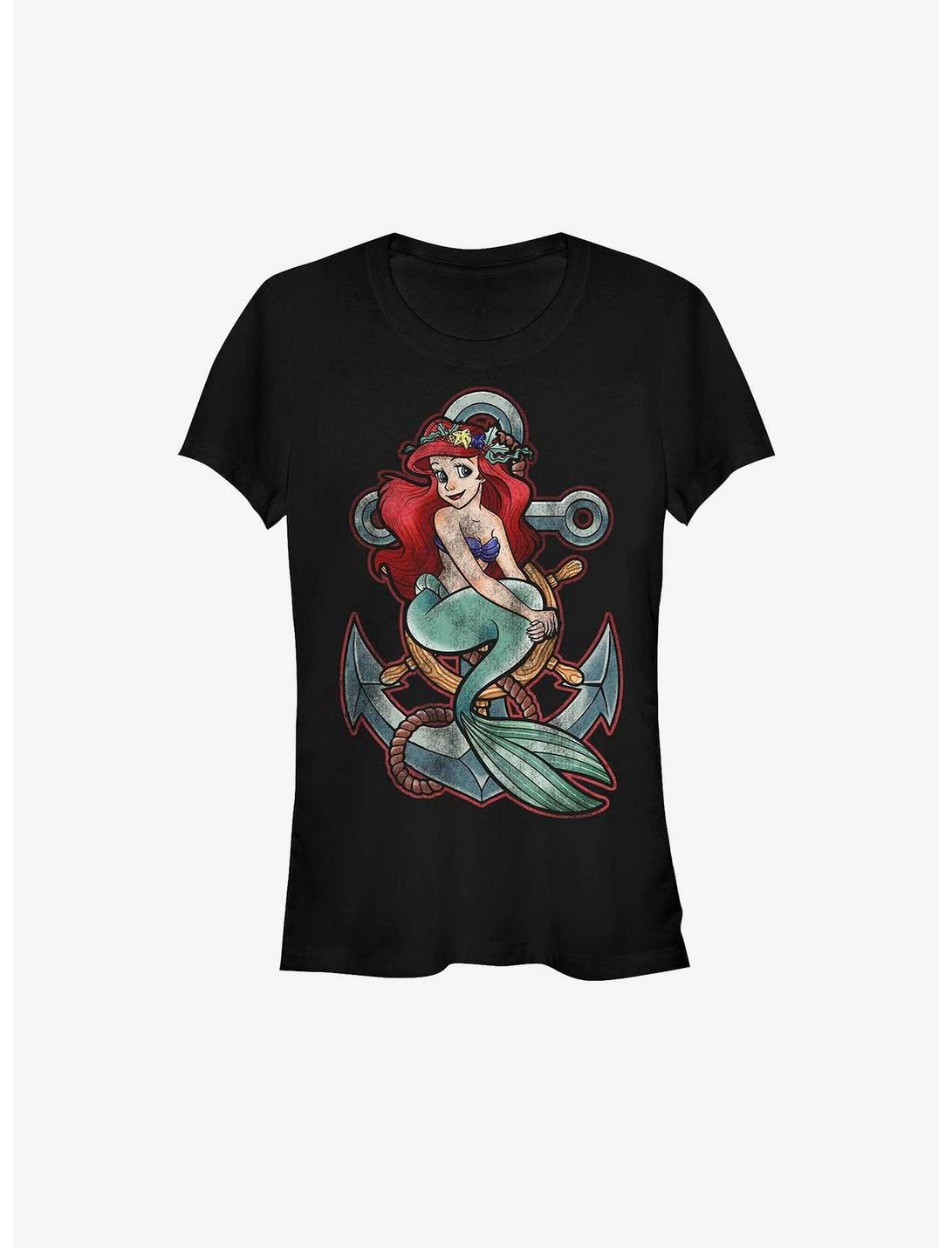 Disney The Little Mermaid Ariel Anchor Girls T-Shirt, BLACK, hi-res